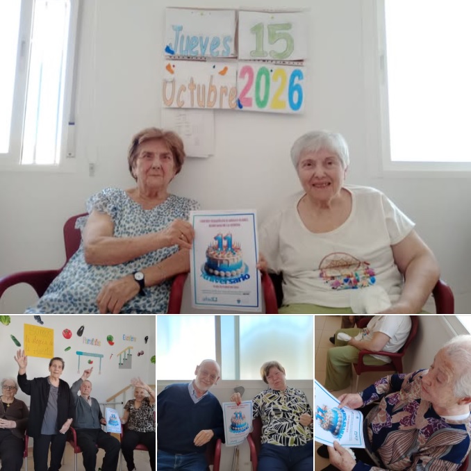 Personas usuarias y profesionales del Centro Terapéutico ‘Adolfo Suárez’ celebrando su 11º aniversario en Quintana de la Serena